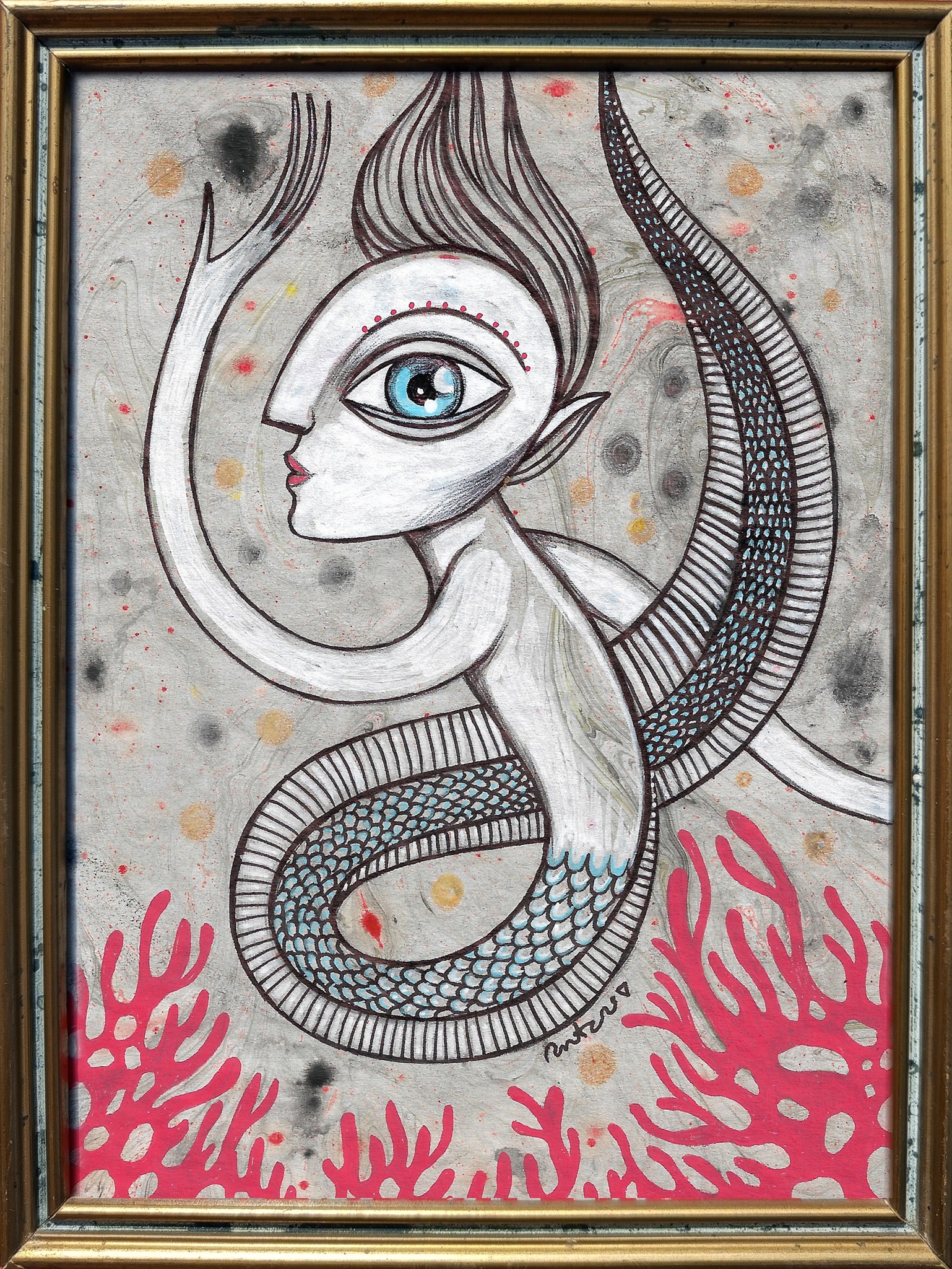 ATRAPASOMBRAS. DISPONIBLE.
Mixta sobre papel.
20x15cm. 40€